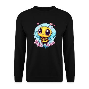 Liebevolle Honigbiene - Unisex Pullover - Schwarz - Vorne - Alina (178cm) & Michal (187cm)