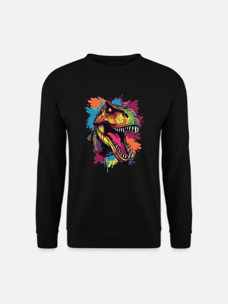 Bunter T-Rex Kopf - Unisex Pullover - Schwarz