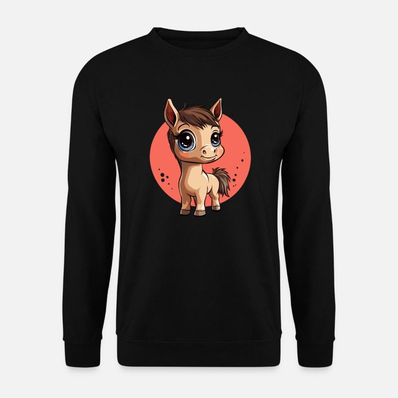 Mignon poney dessin animé - Sweat-shirt Unisexe - noir