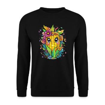 Cheerful corn with flowers - Unisex Sweatshirt - black - Front - Alina (178cm) & Michal (187cm)