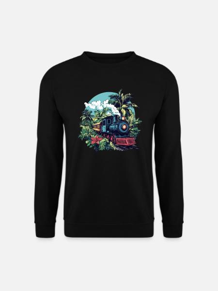 Dampflok durch Palmen - Unisex Pullover - Schwarz