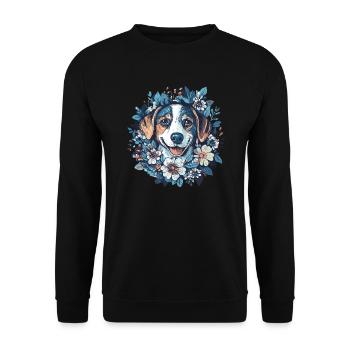Chien de fleur avec sourire - Sweat-shirt Unisexe - noir - Devant - Alina (178cm) & Michal (187cm)