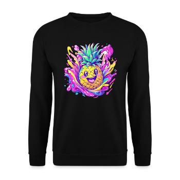 Fröhliche Ananas Explosion - Unisex Pullover - Schwarz - Vorne - Alina (178cm) & Michal (187cm)