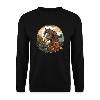 Horse in a tropical paradise - Unisex Sweatshirt - black - Front - Alina (178cm) & Michal (187cm)
