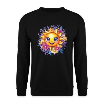 Soleil avec couronne de fleurs - Sweat-shirt Unisexe - noir - Devant - Alina (178cm) & Michal (187cm)