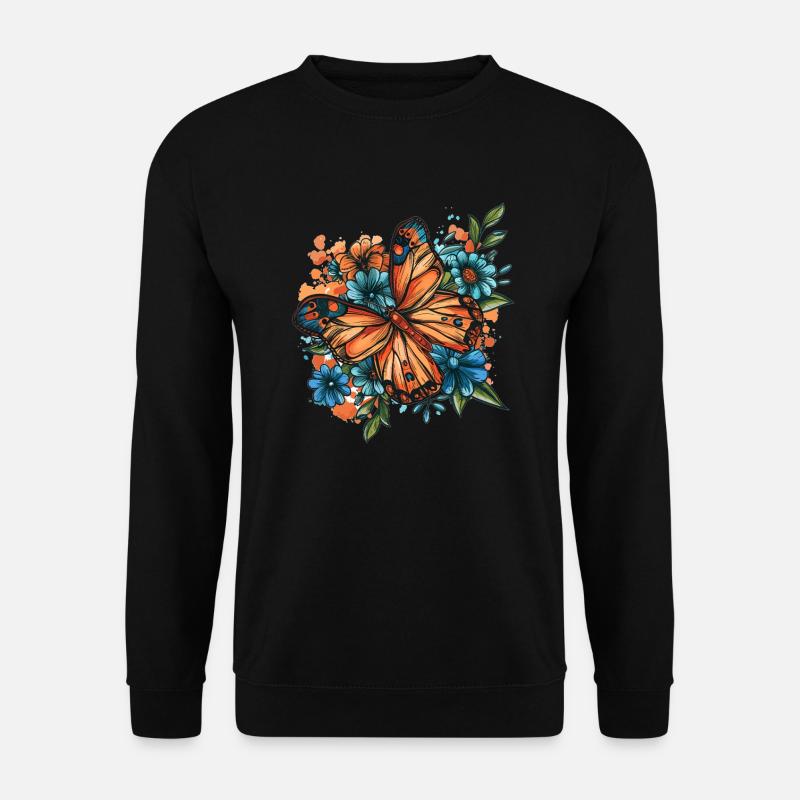 Butterfly with flowers - Unisex Sweatshirt - black