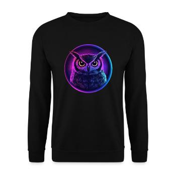 Glowing Neon Owl - Unisex Sweatshirt - black - Front - Alina (178cm) & Michal (187cm)