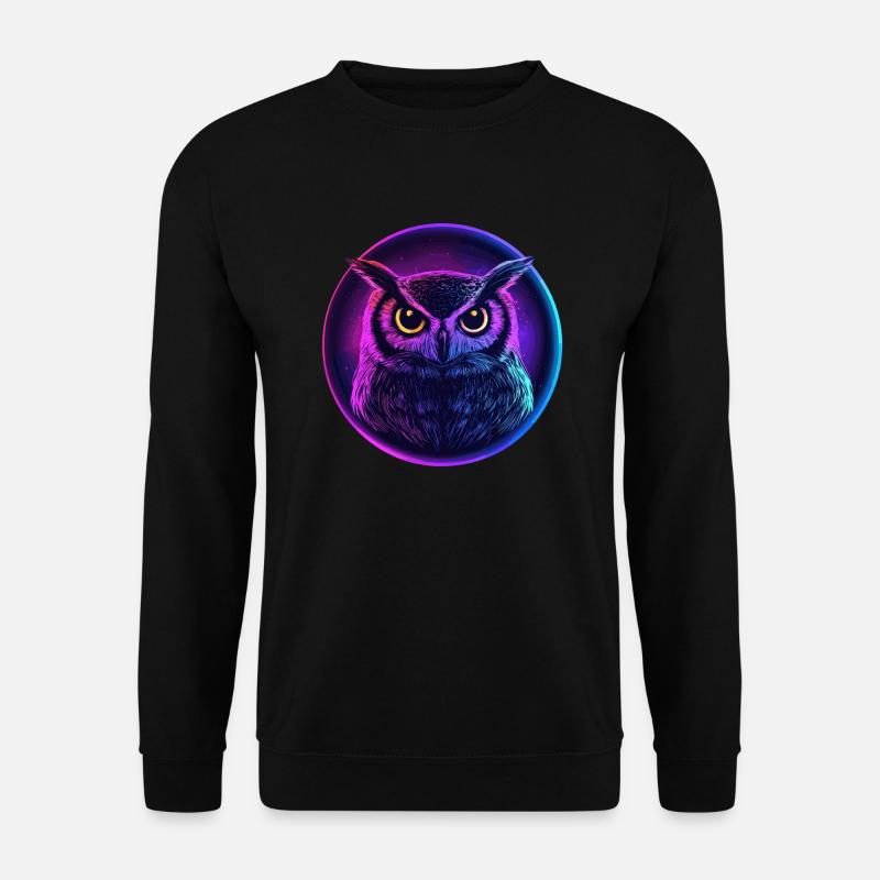 Leuchtende Neon-Eule - Unisex Pullover - Schwarz