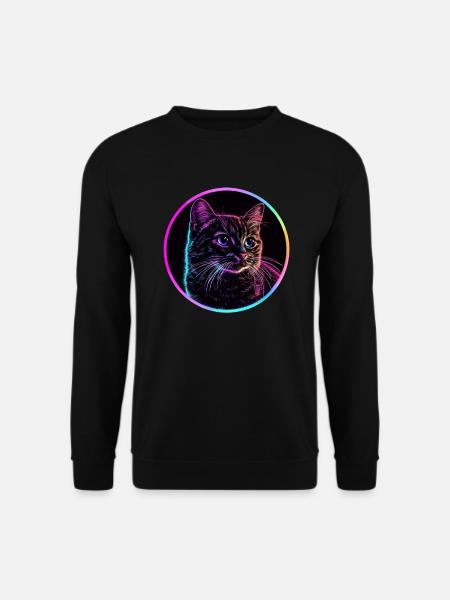 Chat néon en cercle - Sweat-shirt Unisexe - noir