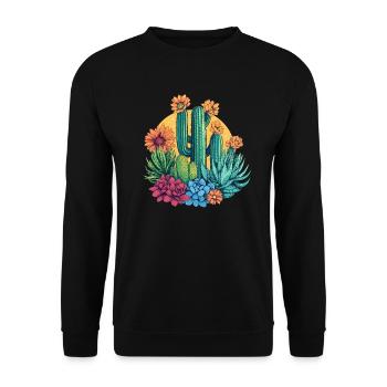Kaktusgarten im Sonnenlicht - Unisex Pullover - Schwarz - Vorne - Alina (178cm) & Michal (187cm)