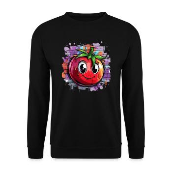 Tomate vor Graffitiwand - Unisex Pullover - Schwarz - Vorne - Alina (178cm) & Michal (187cm)