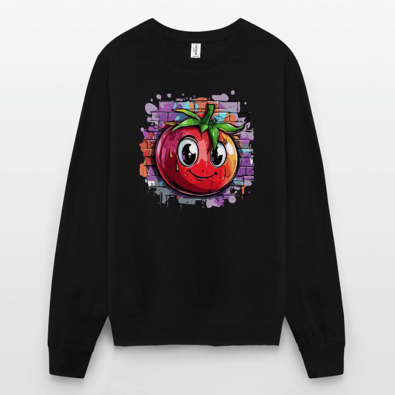 Tomate devant un mur de graffitis Sweat-shirt Unisexe