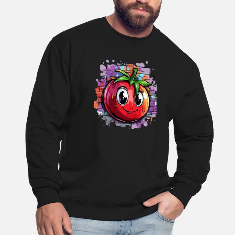 Tomate devant un mur de graffitis Sweat-shirt Unisexe