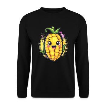 Happy corn on the cob - Unisex Sweatshirt - black - Front - Alina (178cm) & Michal (187cm)