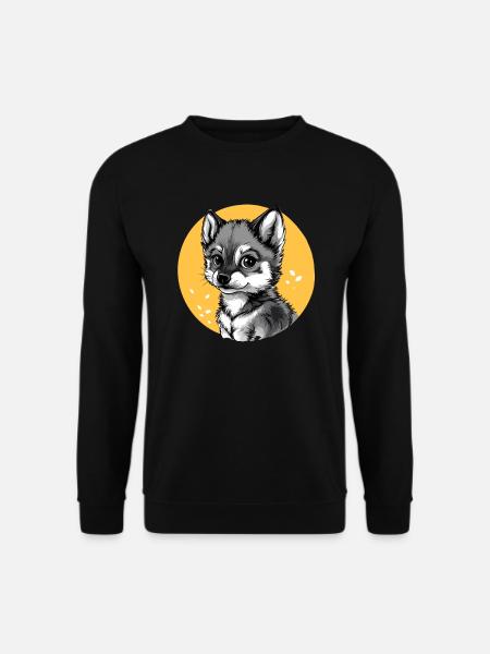 Husky in Yellow Circle - Unisex Sweatshirt - black