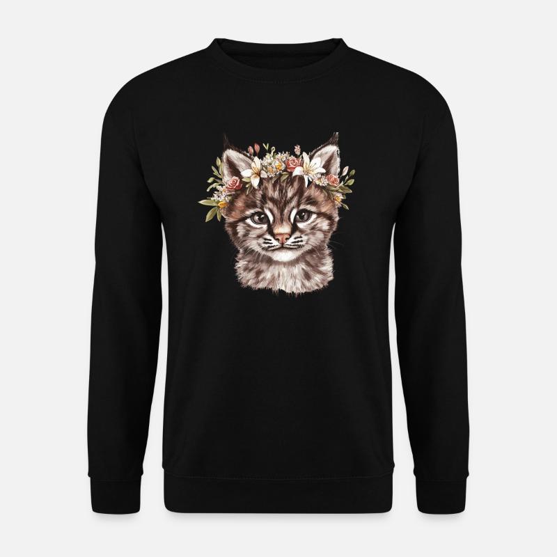 Cat with flower crown - Unisex Sweatshirt - black