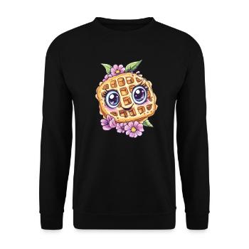 Smiling waffle with flowers - Unisex Sweatshirt - black - Front - Alina (178cm) & Michal (187cm)