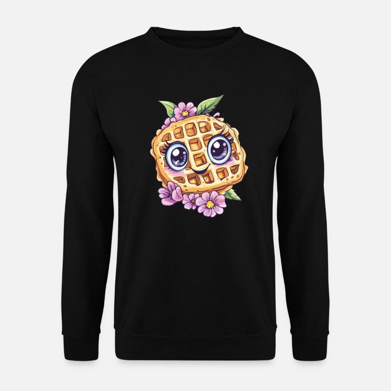 Smiling waffle with flowers - Unisex Sweatshirt - black