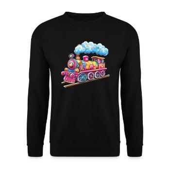 Bunte Traumlokomotive - Unisex Pullover - Schwarz - Vorne - Alina (178cm) & Michal (187cm)