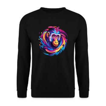 Tourbillon coloré de tête de singe - Sweat-shirt Unisexe - noir - Devant - Alina (178cm) & Michal (187cm)