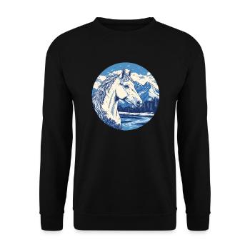 Horse in mountain landscape - Unisex Sweatshirt - black - Front - Alina (178cm) & Michal (187cm)
