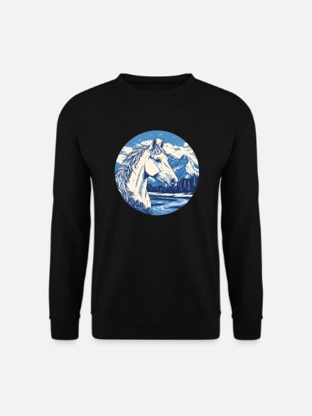 Pferd in Berglandschaft - Unisex Pullover - Schwarz