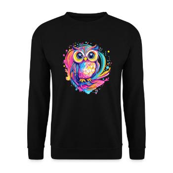Hibou mignon coloré - Sweat-shirt Unisexe - noir - Devant - Alina (178cm) & Michal (187cm)