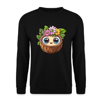 Coconut with flower crown - Unisex Sweatshirt - black - Front - Alina (178cm) & Michal (187cm)