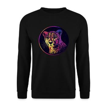 Leopard in the starry sky - Unisex Sweatshirt - black - Front - Alina (178cm) & Michal (187cm)