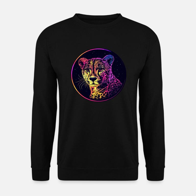 Leopard im Sternenhimmel - Unisex Pullover - Schwarz