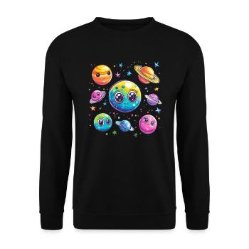 Planètes douces dans l’espace - Sweat-shirt Unisexe - noir - Devant - Alina (178cm) & Michal (187cm)