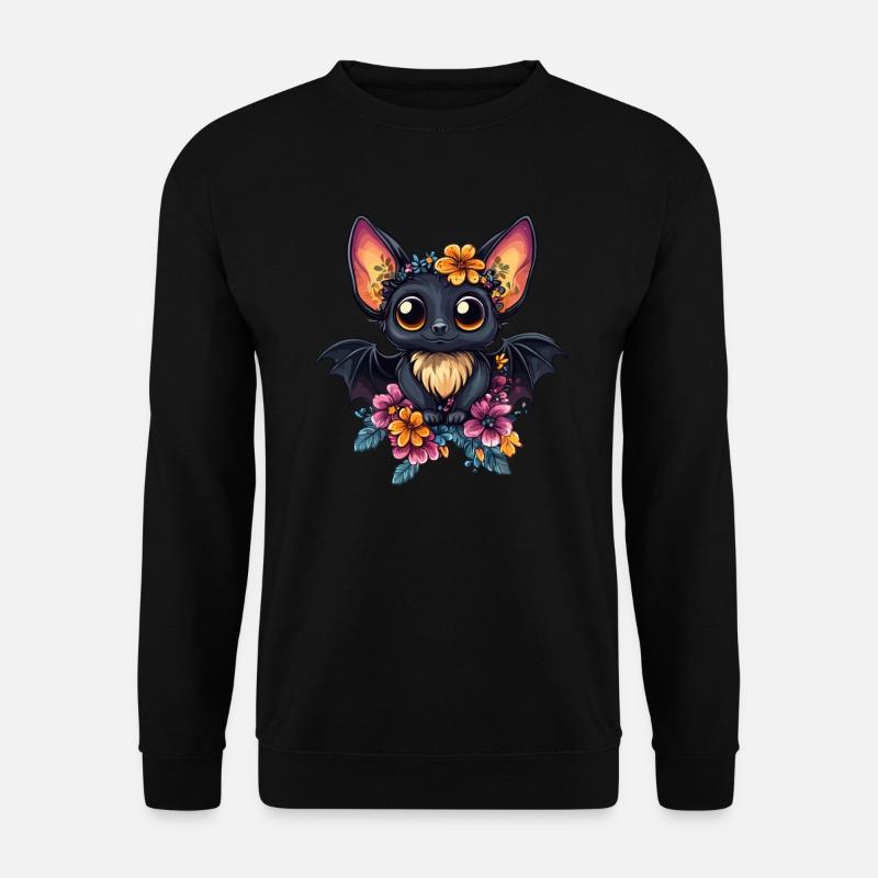 Fledermaus mit Blumenkranz - Unisex Pullover - Schwarz