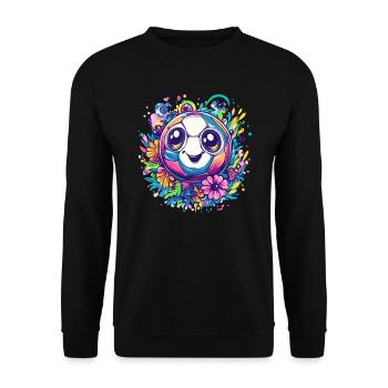 Colorful soccer ball with flowers - Unisex Sweatshirt - black - Front - Alina (178cm) & Michal (187cm)