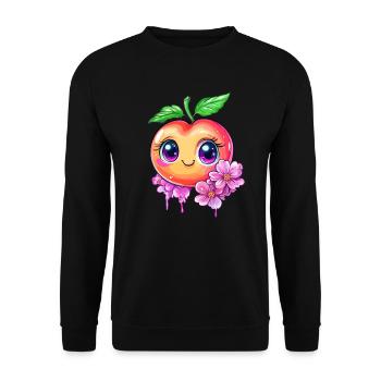 Cute peach with cherry blossoms - Unisex Sweatshirt - black - Front - Alina (178cm) & Michal (187cm)