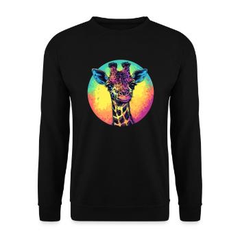 Colorful Giraffe with Gradient - Unisex Sweatshirt - black - Front - Alina (178cm) & Michal (187cm)