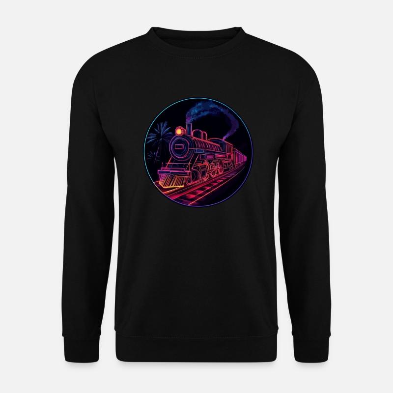 Neon train at night - Unisex Sweatshirt - black