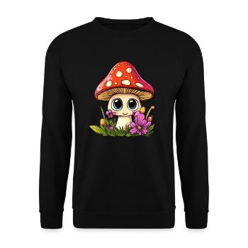 Champignon avec des fleurs - Sweat-shirt Unisexe - noir - Devant - Alina (178cm) & Michal (187cm)