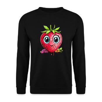 Strawberry with big eyes - Unisex Sweatshirt - black - Front - Alina (178cm) & Michal (187cm)