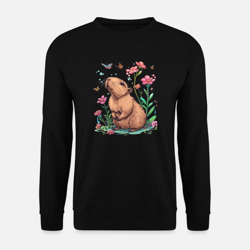 Capybara with butterflies - Unisex Sweatshirt - black