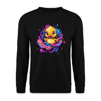 Éclaboussure de canard en caoutchouc grinçant - Sweat-shirt Unisexe - noir - Devant - Alina (178cm) & Michal (187cm)