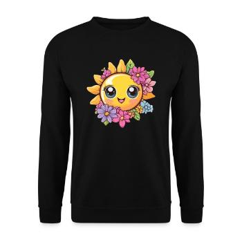 Soleil avec couronne de fleurs - Sweat-shirt Unisexe - noir - Devant - Alina (178cm) & Michal (187cm)