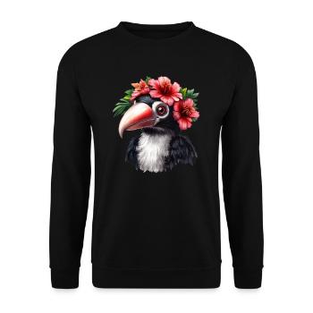 Toucan with flower wreath - Unisex Sweatshirt - black - Front - Alina (178cm) & Michal (187cm)