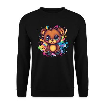 Colorful teddy bear with paint splashes - Unisex Sweatshirt - black - Front - Alina (178cm) & Michal (187cm)