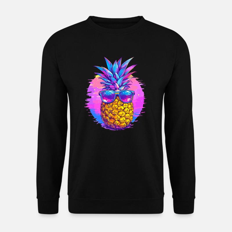 Ananas mit Retro Sonnenbrille - Unisex Pullover - Schwarz