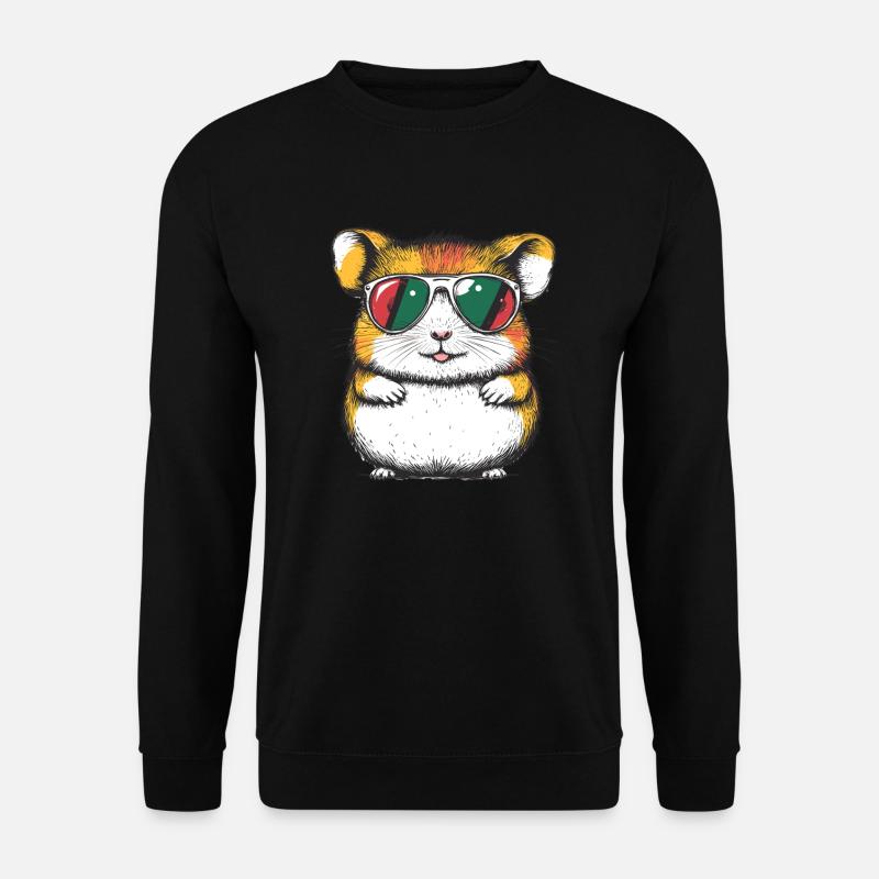 Cooler Hamster mit Brille - Unisex Pullover - Schwarz