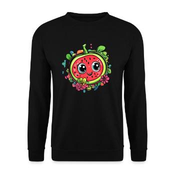 Watermelon with flower wreath - Unisex Sweatshirt - black - Front - Alina (178cm) & Michal (187cm)