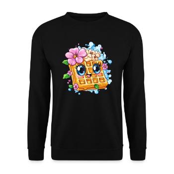 Gaufre avec joie de fleur - Sweat-shirt Unisexe - noir - Devant - Alina (178cm) & Michal (187cm)
