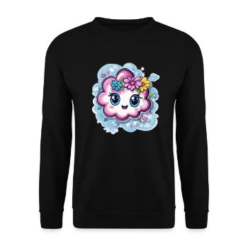Cheerful cloud with flowers - Unisex Sweatshirt - black - Front - Alina (178cm) & Michal (187cm)