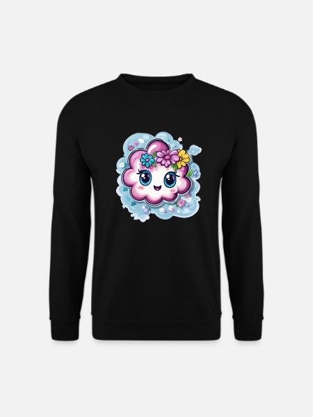 Cheerful cloud with flowers - Unisex Sweatshirt - black