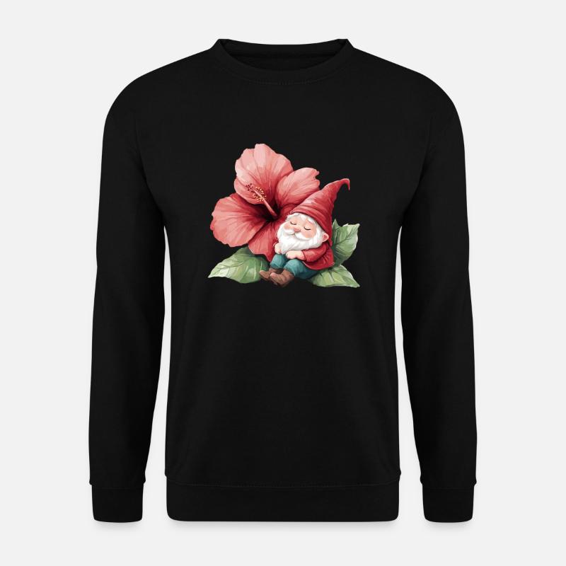 Schlafender Gartenzwerg Blüte - Unisex Pullover - Schwarz